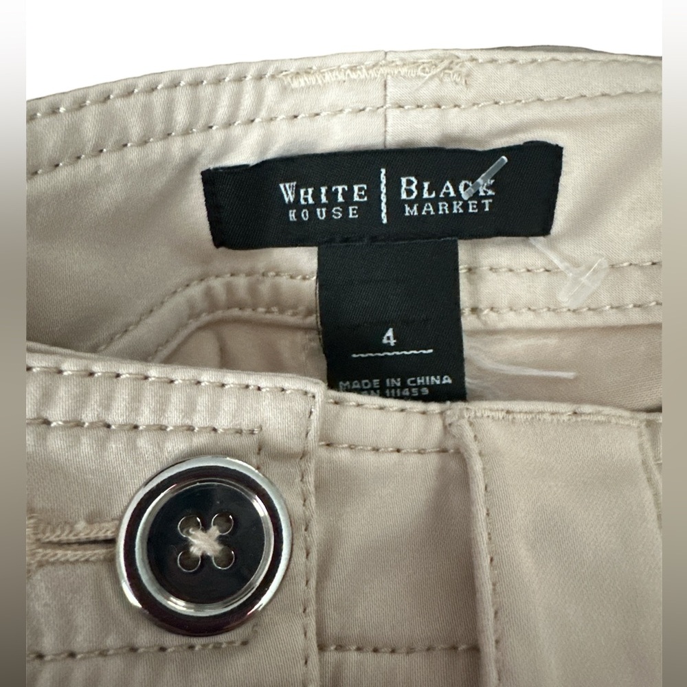 WHITE HOUSE BLACK MARKET Light Tan/Cream Slim Petal Pushers Size 4 Mint! - Picture 4 of 6